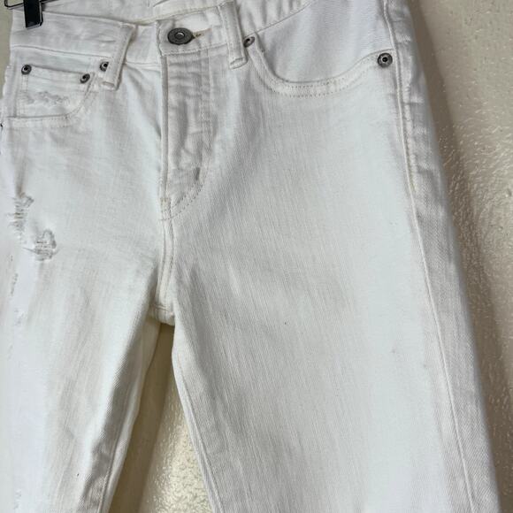 Moussy Vintage Glendele Skinny Jean Denim White Distressed Cropped 25 - Picture 3 of 9